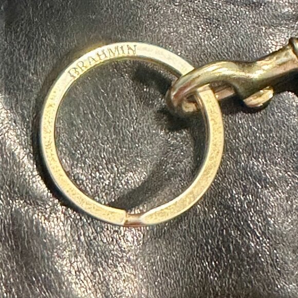 Brahmin Vintage Tuscan Black & Brown Leather Crossbody Two Tone Medallion Charm - Picture 14 of 16